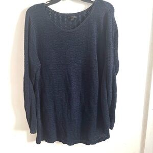 Rachel Zoe Sweater Womens Navy Open Knit XXL preppy capsule classic Fall Coastal